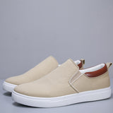 Mocasines de hombres casual transpirable sin cordones beige de lona