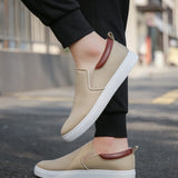 Mocasines de hombres casual transpirable sin cordones beige de lona