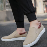 Mocasines de hombres casual transpirable sin cordones beige de lona