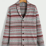 Manfinity RSRT Hombres Cardigan con patron geometrico de cuello esmoquin