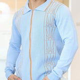 Manfinity Homme Hombres Cardigan con patron geometrico con cremallera