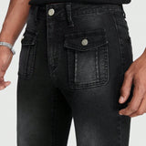 ROMWE Street Life Hombres Jeans con bolsillo con solapa de pierna ancha