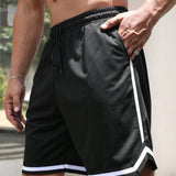 Manfinity Homme Hombres Shorts De Cintura Con Cordon Y Cinta De Contraste Plus