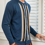 Manfinity Homme Hombres Cardigan con estampado de rayas