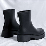 Botas para Hombre Plataforma Tacon Grueso Punta Cuadrada Tubo Moda Botas Cortas, Estilo Europeo y Americano