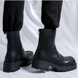 Botas para Hombre Plataforma Tacon Grueso Punta Cuadrada Tubo Moda Botas Cortas, Estilo Europeo y Americano