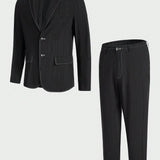 Manfinity Mode Hombres Pantalones con blazer ribete en contraste sin camiseta