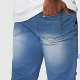 ROMWE Goth Hombres Jeans desgarro cruzado con estampado