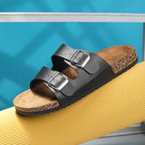 NEW Sandalias romanas informales de tendencia de verano para hombres, deslizadores de corcho suave para exteriores y playa