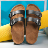 NEW Sandalias romanas informales de tendencia de verano para hombres, deslizadores de corcho suave para exteriores y playa