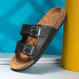 NEW Sandalias romanas informales de tendencia de verano para hombres, deslizadores de corcho suave para exteriores y playa