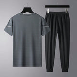 Hombres Camiseta ribete en contraste & Pantalones deportivos de cintura con cordon