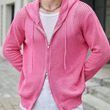 Manfinity Hypemode Cardigan Suelto Con Capucha, Cierre Con Cremallera Y Cordon Para Hombres