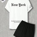 Manfinity LEGND Hombres talla grande Shorts con camiseta con estampado de slogan
