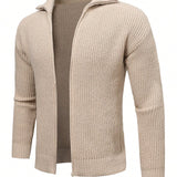 Manfinity Homme Hombres Cardigan unicolor con cremallera de hombros caidos