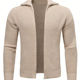 Manfinity Homme Hombres Cardigan unicolor con cremallera de hombros caidos