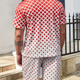 Manfinity LEGND Hombres talla grande con estampado geometrico Camisa polo & Shorts