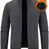 Manfinity Homme Hombres 1 pieza Cardigan con bordado de letra con cremallera termico