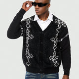 ROMWE Prep Hombres 1 pieza Cardigan con patron geometrico de hombros caidos