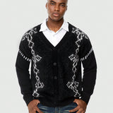 ROMWE Prep Hombres 1 pieza Cardigan con patron geometrico de hombros caidos