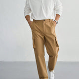 DAZY Hombres Pantalones cargo con bolsillo lateral con solapa