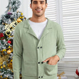 Manfinity Homme Hombres Cardigan con doble bolsillo con boton delantero