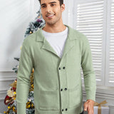 Manfinity Homme Hombres Cardigan con doble bolsillo con boton delantero