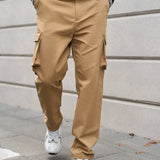 DAZY Hombres Pantalones cargo con bolsillo lateral con solapa