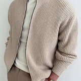 Manfinity Homme Hombres Cardigan unicolor con cremallera de hombros caidos