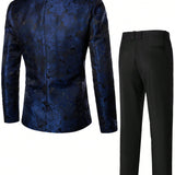 Manfinity Mode Hombres 1 pieza floral jacquard con boton Blazer & 1 pieza Pantalones de traje