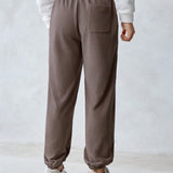 Manfinity Homme Hombres Pantalones deportivos de cintura con cordon con costura detalle de cintura con cordon