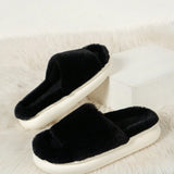Zapatillas de dormitorio minimalistas y esponjosas para hombre,Zapatillas de casa negras ligeras de color solido