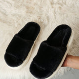 Zapatillas de dormitorio minimalistas y esponjosas para hombre,Zapatillas de casa negras ligeras de color solido
