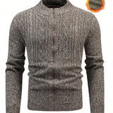 Manfinity Homme Cardigan De Punto A Rayas Con Forro Termico Y Cremallera Holgada Para Hombres