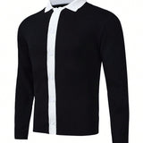 Manfinity Homme Hombres Cardigan ribete en contraste con boton