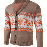 Manfinity Homme Hombres Cardigan con patron geometrico de cuello esmoquin