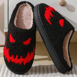 Zapatillas De Casa Calidas De Invierno Con Cara De Fantasma De Dibujos Animados De Halloween, Pantuflas De Interior