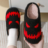 Zapatillas De Casa Calidas De Invierno Con Cara De Fantasma De Dibujos Animados De Halloween, Pantuflas De Interior