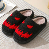 Zapatillas De Casa Calidas De Invierno Con Cara De Fantasma De Dibujos Animados De Halloween, Pantuflas De Interior