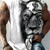 Manfinity LEGND Hombres talla grande Top tank con estampado de leon