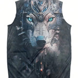 Manfinity LEGND Hombres talla grande Top tank con estampado de lobo