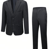 Manfinity Mode Hombres Blazer con estampado de rayas con boton & Pantalones de traje