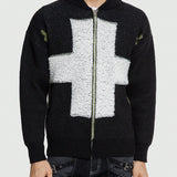 ROMWE Goth Sueter De Hombre Con Diseno De Cruz Y Cremallera