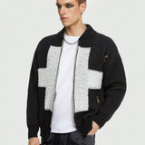 ROMWE Goth Sueter De Hombre Con Diseno De Cruz Y Cremallera