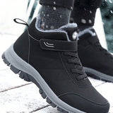 de hombres invierno Botas de nieve felpa calida espesado exterior Zapatos de moda PU resistente al agua Botines