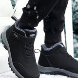 de hombres invierno Botas de nieve felpa calida espesado exterior Zapatos de moda PU resistente al agua Botines