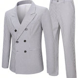 Manfinity Mode Hombres Blazer de rayas de doble botonadura & Pantalones de traje