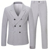 Manfinity Mode Hombres Blazer de rayas de doble botonadura & Pantalones de traje