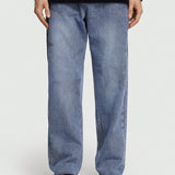 ROMWE Street Life Jeans De Pierna Recta Con Bolsillos Inclinados Para Hombre