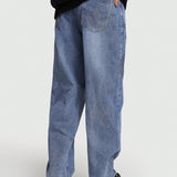 ROMWE Street Life Jeans De Pierna Recta Con Bolsillos Inclinados Para Hombre